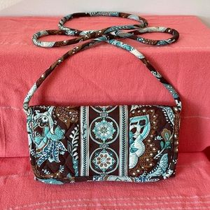 RETIRED VERA BRADLEY PATTERN “JAVA BLUE” TRIFOLD CROSSBODY WALLET
